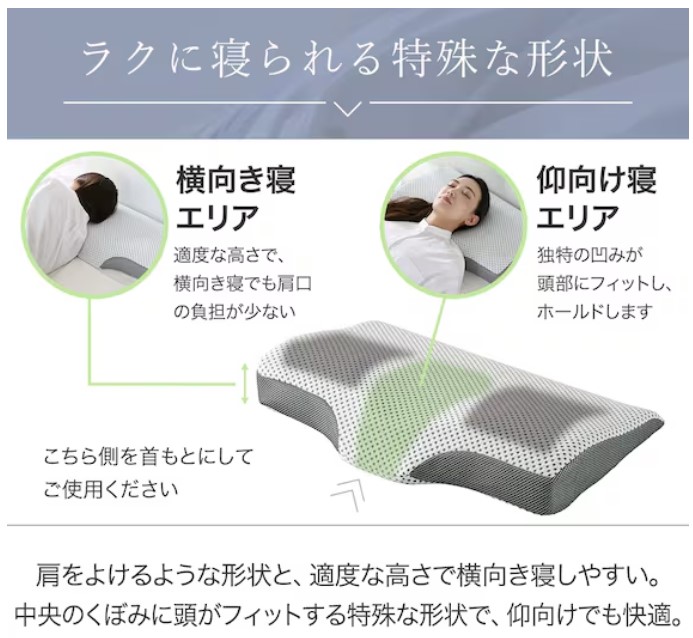 横向き寝がラクなまくらの説明